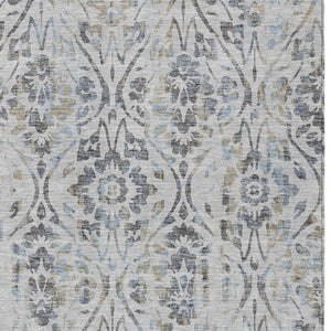 Homeroots 3' Artichoke Green Floral Washable Area Rug For Indoor & Outdoor Use - Stain Resistant Design 5' X 8' Polyester 590884