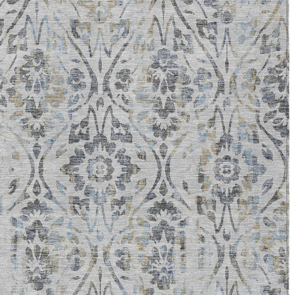 Homeroots 3' Artichoke Green Floral Washable Area Rug For Indoor & Outdoor Use - Stain Resistant Design 5' X 8' Polyester 590884