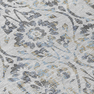 Homeroots 3' Artichoke Green Floral Washable Area Rug For Indoor & Outdoor Use - Stain Resistant Design 8' Round Polyester 590885