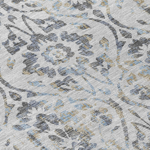 Homeroots 3' Artichoke Green Floral Washable Area Rug For Indoor & Outdoor Use - Stain Resistant Design 8' Round Polyester 590885