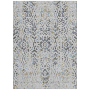 Homeroots 3' Artichoke Green Floral Washable Area Rug For Indoor & Outdoor Use - Stain Resistant Design 9' X 12' Polyester 590887