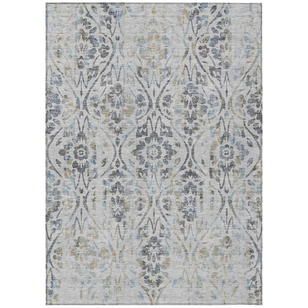 HomeRoots 9' Gray Black and Green Floral Washable Area Rug for Indoor and Outdoor Spaces, Durable & Stylish 9' X 12' 590887