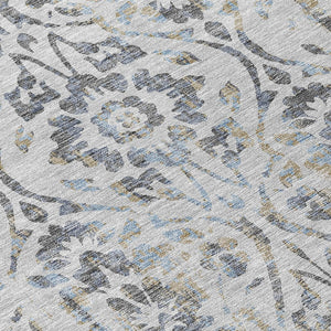 Homeroots 3' Artichoke Green Floral Washable Area Rug For Indoor & Outdoor Use - Stain Resistant Design 9' X 12' Polyester 590887