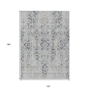 Homeroots 3' Artichoke Green Floral Washable Area Rug For Indoor & Outdoor Use - Stain Resistant Design 10' X 14' Polyester 590888