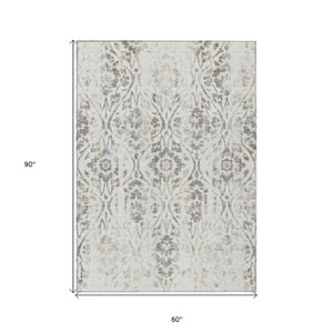 Homeroots 3' Artichoke Green Floral Washable Area Rug For Indoor & Outdoor Use - Stain Resistant Design 5' X 8' Polyester 590890