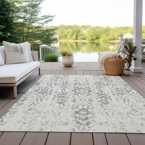 Homeroots 3' Artichoke Green Floral Washable Area Rug For Indoor & Outdoor Use - Stain Resistant Design 5' X 8' Polyester 590890