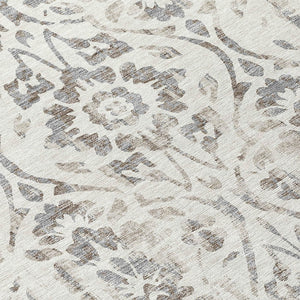 Homeroots 3' Artichoke Green Floral Washable Area Rug For Indoor & Outdoor Use - Stain Resistant Design 8' Round Polyester 590891