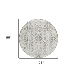 Homeroots 3' Artichoke Green Floral Washable Area Rug For Indoor & Outdoor Use - Stain Resistant Design 8' Round Polyester 590891