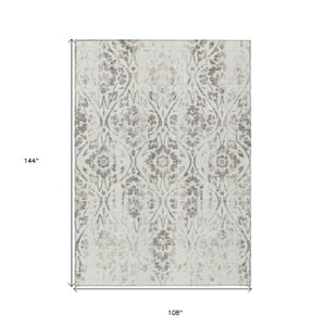 Homeroots 3' Artichoke Green Floral Washable Area Rug For Indoor & Outdoor Use - Stain Resistant Design 9' X 12' Polyester 590893