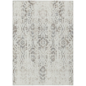 HomeRoots 9' Ivory and Brown Floral Area Rug - Durable, Washable Design for Indoor and Outdoor Spaces 9' X 12' 590893