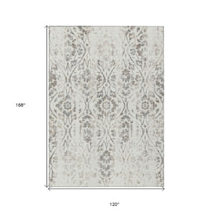 Homeroots 3' Artichoke Green Floral Washable Area Rug For Indoor & Outdoor Use - Stain Resistant Design 10' X 14' Polyester 590894