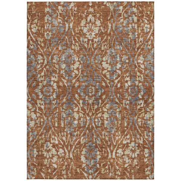 Homeroots 3' Artichoke Green Floral Washable Area Rug For Indoor & Outdoor Use - Stain Resistant Design 3' X 5' Polyester 590895