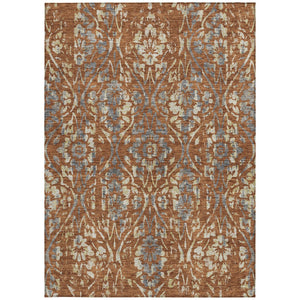 Homeroots 3' Artichoke Green Floral Washable Area Rug For Indoor & Outdoor Use - Stain Resistant Design 5' X 8' Polyester 590896