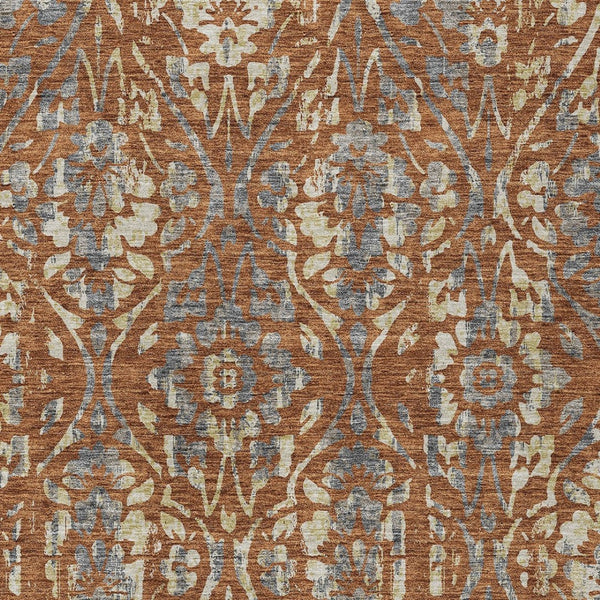 Homeroots 3' Artichoke Green Floral Washable Area Rug For Indoor & Outdoor Use - Stain Resistant Design 5' X 8' Polyester 590896