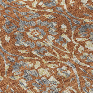 Homeroots 3' Artichoke Green Floral Washable Area Rug For Indoor & Outdoor Use - Stain Resistant Design 8' Round Polyester 590897