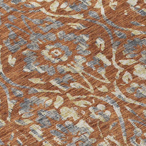 Homeroots 3' Artichoke Green Floral Washable Area Rug For Indoor & Outdoor Use - Stain Resistant Design 8' Round Polyester 590897