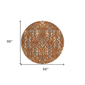 Homeroots 3' Artichoke Green Floral Washable Area Rug For Indoor & Outdoor Use - Stain Resistant Design 8' Round Polyester 590897