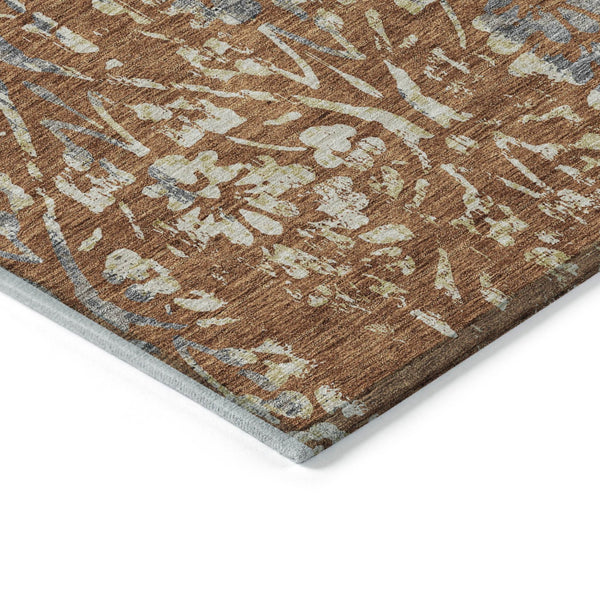 Homeroots 3' Artichoke Green Floral Washable Area Rug For Indoor & Outdoor Use - Stain Resistant Design 8' X 10' Polyester 590898