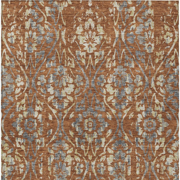 Homeroots 3' Artichoke Green Floral Washable Area Rug For Indoor & Outdoor Use - Stain Resistant Design 9' X 12' Polyester 590899