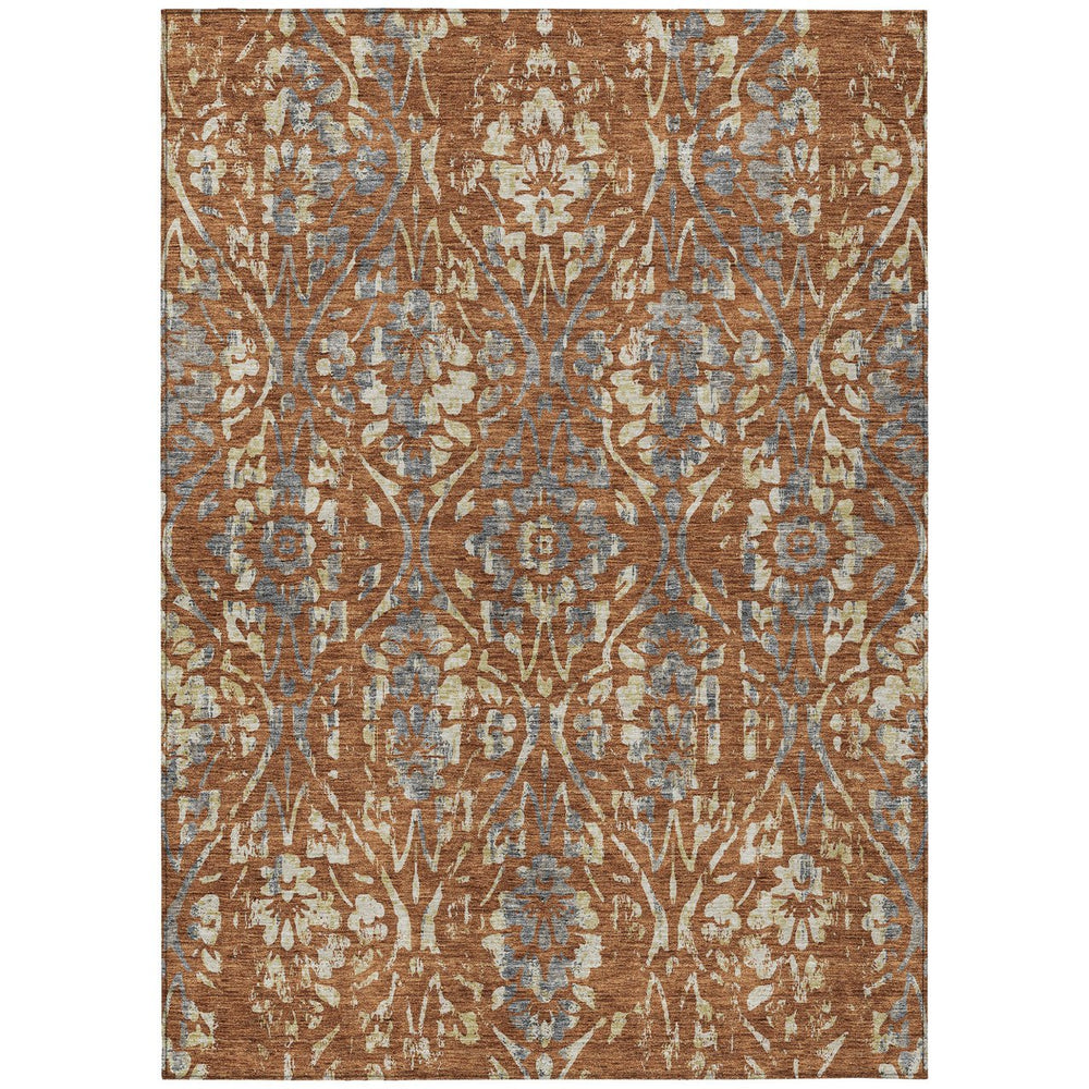 Homeroots 3' Artichoke Green Floral Washable Area Rug For Indoor & Outdoor Use - Stain Resistant Design 9' X 12' Polyester 590899