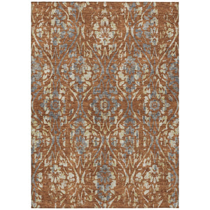 Homeroots 3' Artichoke Green Floral Washable Area Rug For Indoor & Outdoor Use - Stain Resistant Design 9' X 12' Polyester 590899