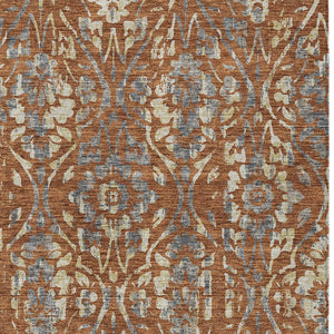 Homeroots 3' Artichoke Green Floral Washable Area Rug For Indoor & Outdoor Use - Stain Resistant Design 9' X 12' Polyester 590899