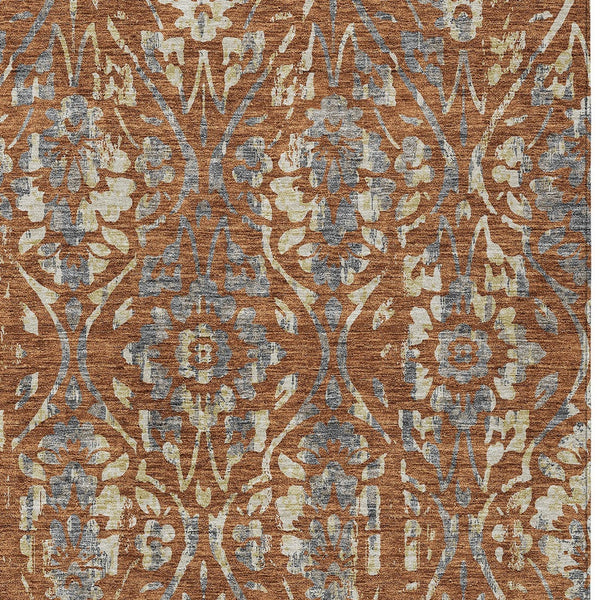 Homeroots 3' Artichoke Green Floral Washable Area Rug For Indoor & Outdoor Use - Stain Resistant Design 9' X 12' Polyester 590899