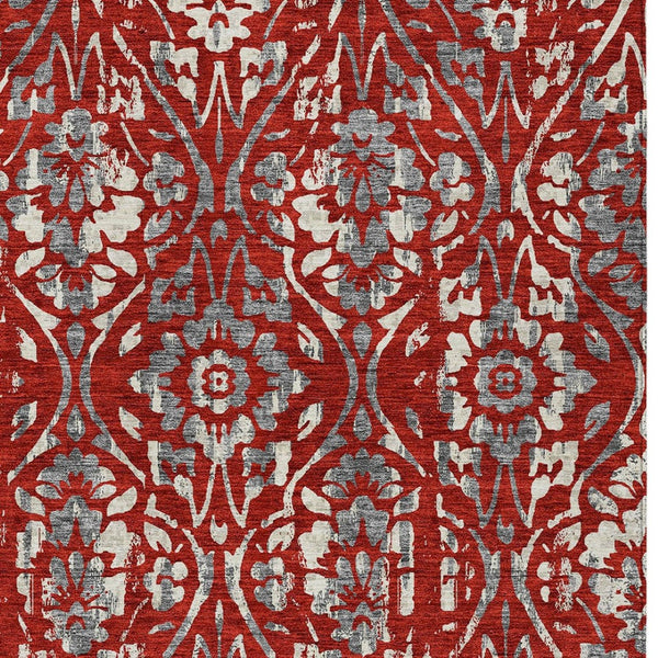 Homeroots 3' Artichoke Green Floral Washable Area Rug For Indoor & Outdoor Use - Stain Resistant Design 3' X 5' Polyester 590901