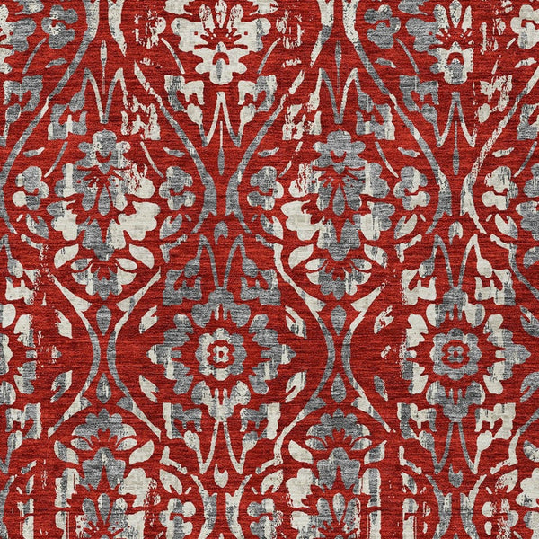 Homeroots 3' Artichoke Green Floral Washable Area Rug For Indoor & Outdoor Use - Stain Resistant Design 5' X 8' Polyester 590902