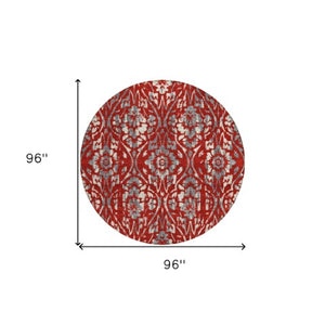 Homeroots 3' Artichoke Green Floral Washable Area Rug For Indoor & Outdoor Use - Stain Resistant Design 8' Round Polyester 590903