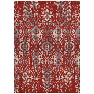 Homeroots 3' Artichoke Green Floral Washable Area Rug For Indoor & Outdoor Use - Stain Resistant Design 8' X 10' Polyester 590904