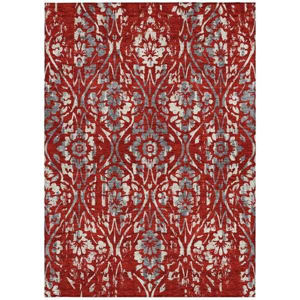 Homeroots 3' Artichoke Green Floral Washable Area Rug For Indoor & Outdoor Use - Stain Resistant Design 8' X 10' Polyester 590904