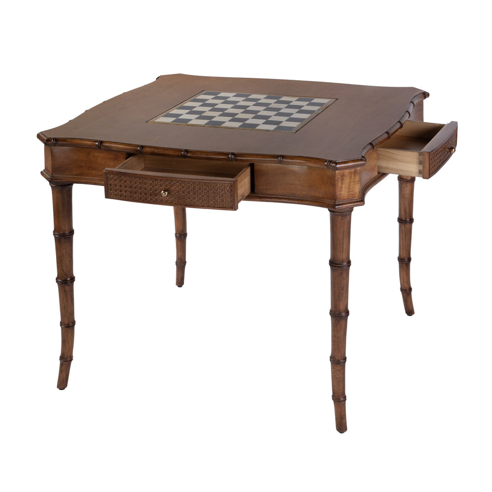 Butler Specialty Butler Osman 36" Square Wood Game Table – Elegant Chess & Checker Set With Storage Drawers Light Brown Gmelina Wood,Mdf,Maple And Oak Veneer,Stone Inset,Open Cane,Brass Knob 5909070-butler