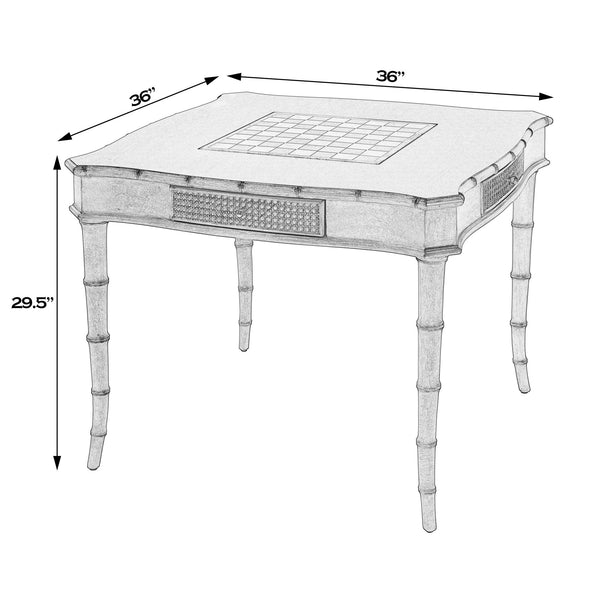 Butler Specialty Butler Osman 36" Square Wood Game Table – Elegant Chess & Checker Set With Storage Drawers Light Brown Gmelina Wood,Mdf,Maple And Oak Veneer,Stone Inset,Open Cane,Brass Knob 5909070-butler
