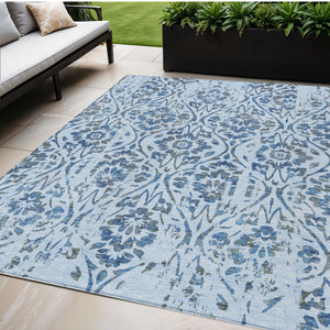 Homeroots 3' Artichoke Green Floral Washable Area Rug For Indoor & Outdoor Use - Stain Resistant Design 5' X 8' Polyester 590908