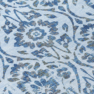 Homeroots 3' Artichoke Green Floral Washable Area Rug For Indoor & Outdoor Use - Stain Resistant Design 8' Round Polyester 590909