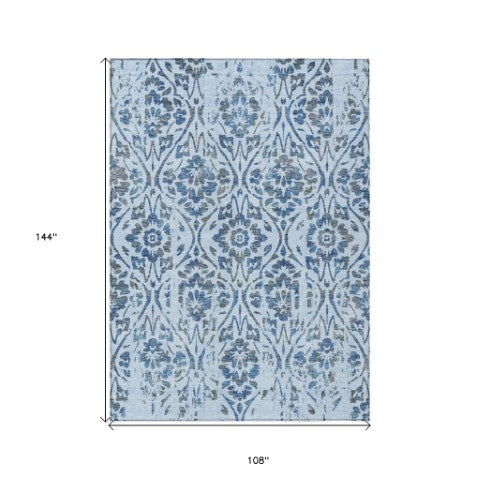 Homeroots 3' Artichoke Green Floral Washable Area Rug For Indoor & Outdoor Use - Stain Resistant Design 9' X 12' Polyester 590911