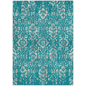 Homeroots 3' Artichoke Green Floral Washable Area Rug For Indoor & Outdoor Use - Stain Resistant Design 3' X 5' Polyester 590913