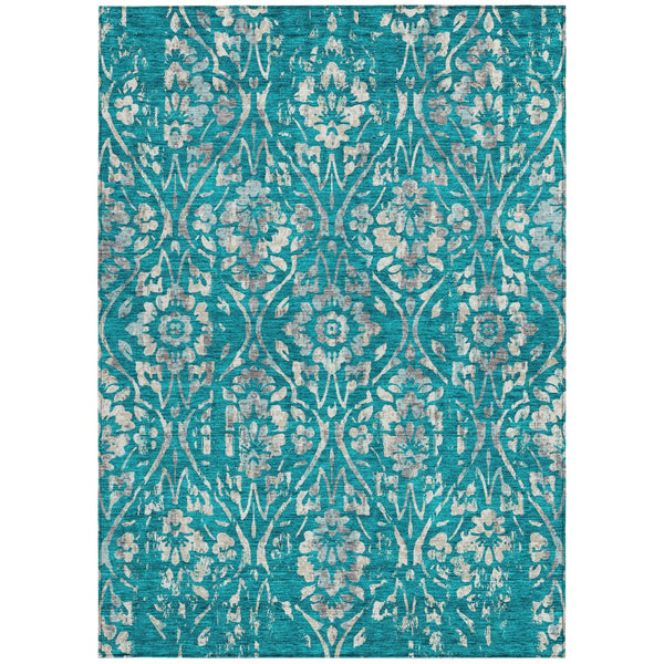 Homeroots 3' Artichoke Green Floral Washable Area Rug For Indoor & Outdoor Use - Stain Resistant Design 3' X 5' Polyester 590913