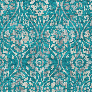 Homeroots 3' Artichoke Green Floral Washable Area Rug For Indoor & Outdoor Use - Stain Resistant Design 5' X 8' Polyester 590914