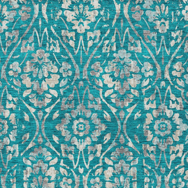 Homeroots 3' Artichoke Green Floral Washable Area Rug For Indoor & Outdoor Use - Stain Resistant Design 5' X 8' Polyester 590914