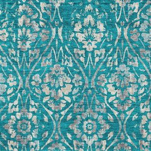 Homeroots 3' Artichoke Green Floral Washable Area Rug For Indoor & Outdoor Use - Stain Resistant Design 9' X 12' Polyester 590917