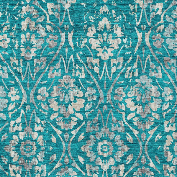 Homeroots 3' Artichoke Green Floral Washable Area Rug For Indoor & Outdoor Use - Stain Resistant Design 9' X 12' Polyester 590917