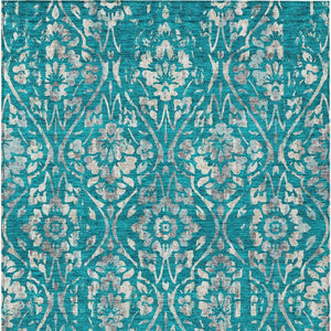 Homeroots 3' Artichoke Green Floral Washable Area Rug For Indoor & Outdoor Use - Stain Resistant Design 10' X 14' Polyester 590918