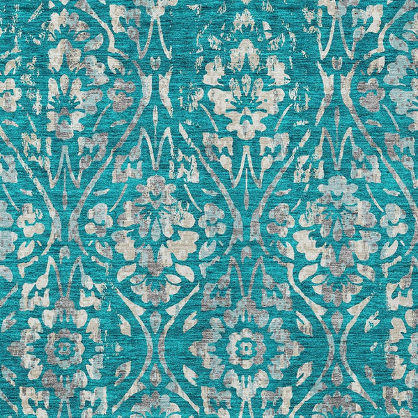 Homeroots 3' Artichoke Green Floral Washable Area Rug For Indoor & Outdoor Use - Stain Resistant Design 10' X 14' Polyester 590918