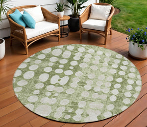 Homeroots 3' Artichoke Green Abstract Washable Area Rug – Stylish Indoor/Outdoor Décor For High Traffic Areas 8' Round Polyester 590921