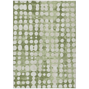 HomeRoots 5' Abstract Artichoke Green and Ivory Washable Area Rug - Stylish, Durable, Perfect for Indoor/Outdoor Spaces 8' X 10' 590922