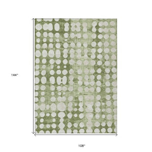 Homeroots 3' Artichoke Green Abstract Washable Area Rug – Stylish Indoor/Outdoor Décor For High Traffic Areas 9' X 12' Polyester 590923