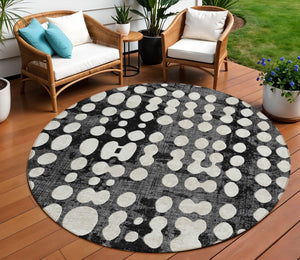 Homeroots 3' Artichoke Green Abstract Washable Area Rug – Stylish Indoor/Outdoor Décor For High Traffic Areas 8' Round Polyester 590927