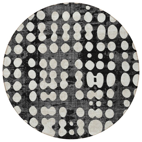 Homeroots 3' Artichoke Green Abstract Washable Area Rug – Stylish Indoor/Outdoor Décor For High Traffic Areas 8' Round Polyester 590927